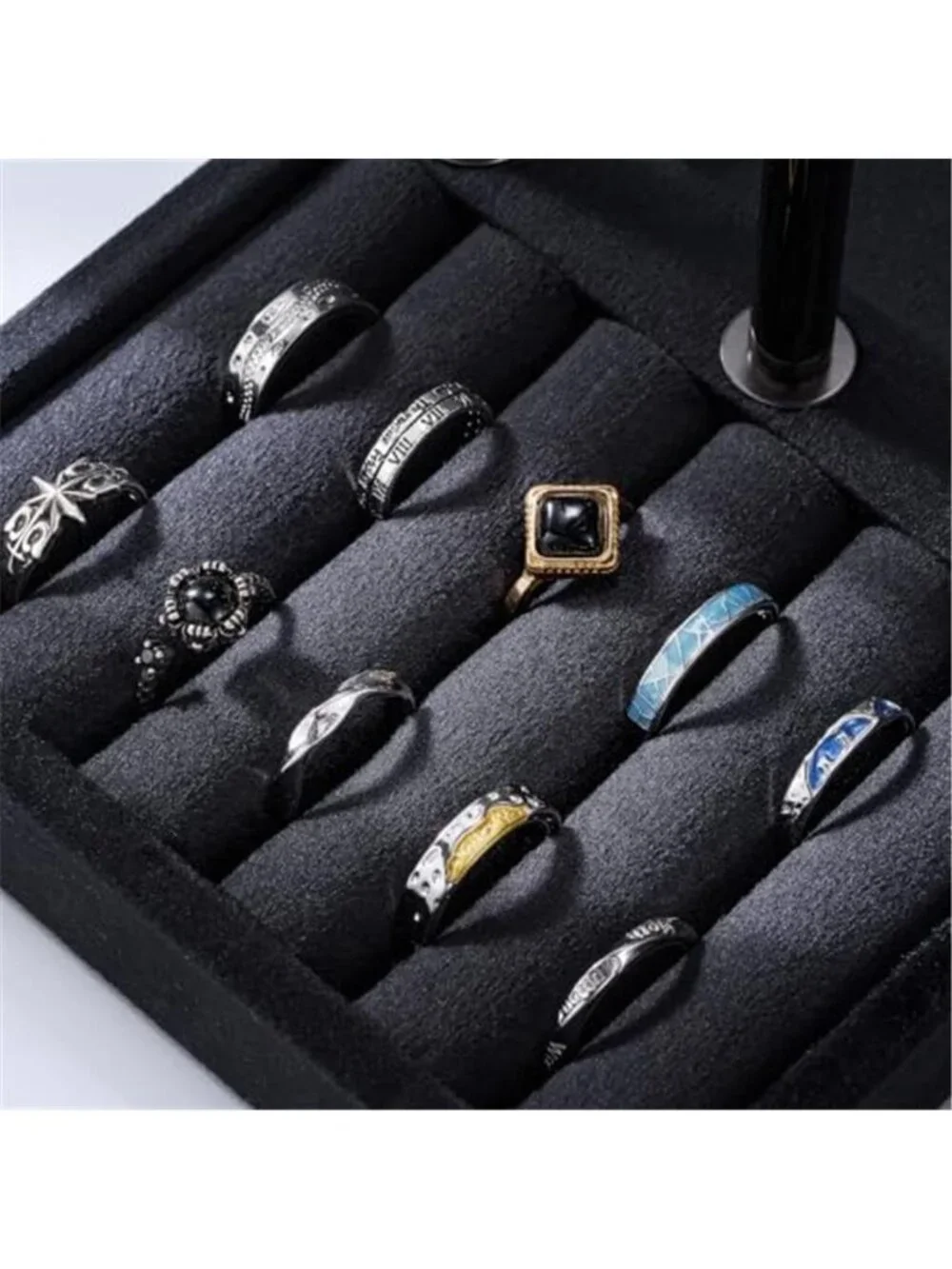 Jewelry Storage Organizer for Mens, 3 Tier Velvet Jewelry Organizer